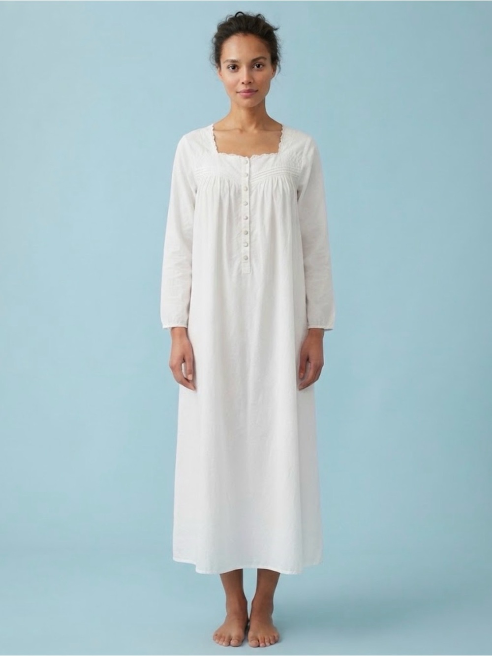 Eileen West White Long Sleeve Cotton Nightgown
